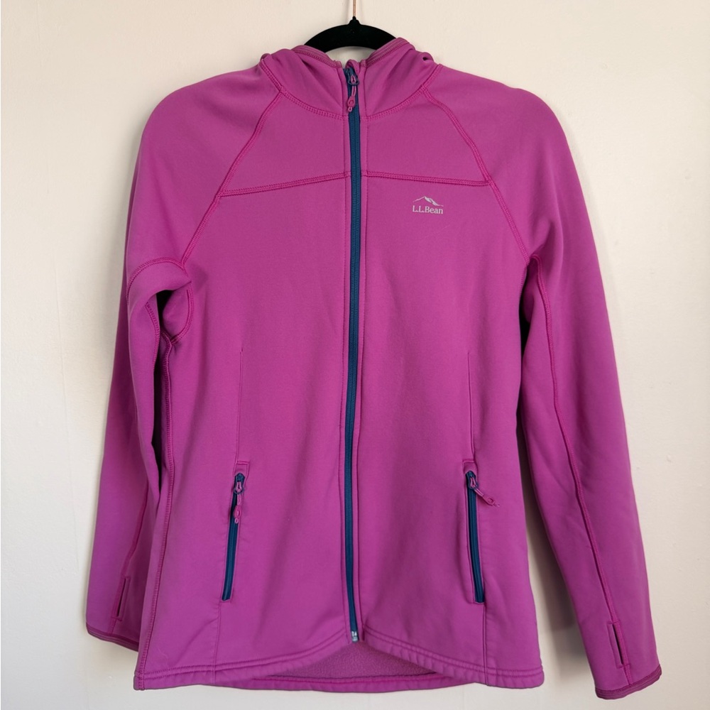 L.L. Bean Pink Softshell Hooded Windbreaker Fleece Lined Women’s Small Gorpcore